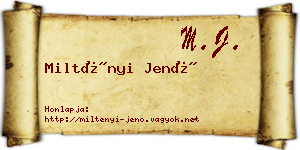 Miltényi Jenő névjegykártya